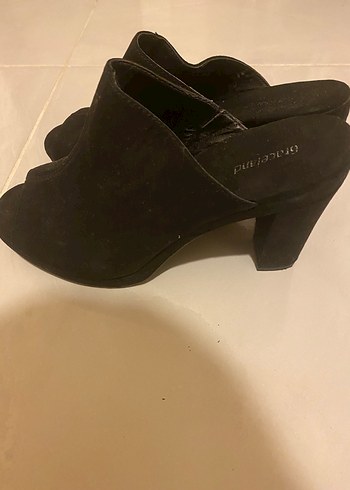 Kadın Siyah Platform Süet Topuklu Terlik - Görsel 5