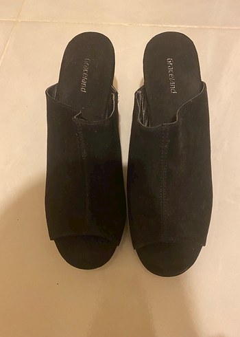 Kadın Siyah Platform Süet Topuklu Terlik - Görsel 2