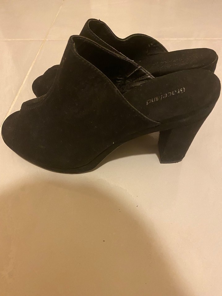 Kadın Siyah Platform Süet Topuklu Terlik - Görsel 5