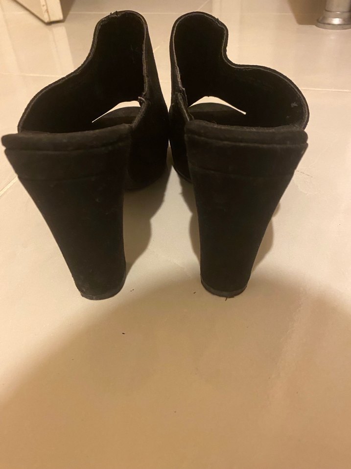 Kadın Siyah Platform Süet Topuklu Terlik - Görsel 4