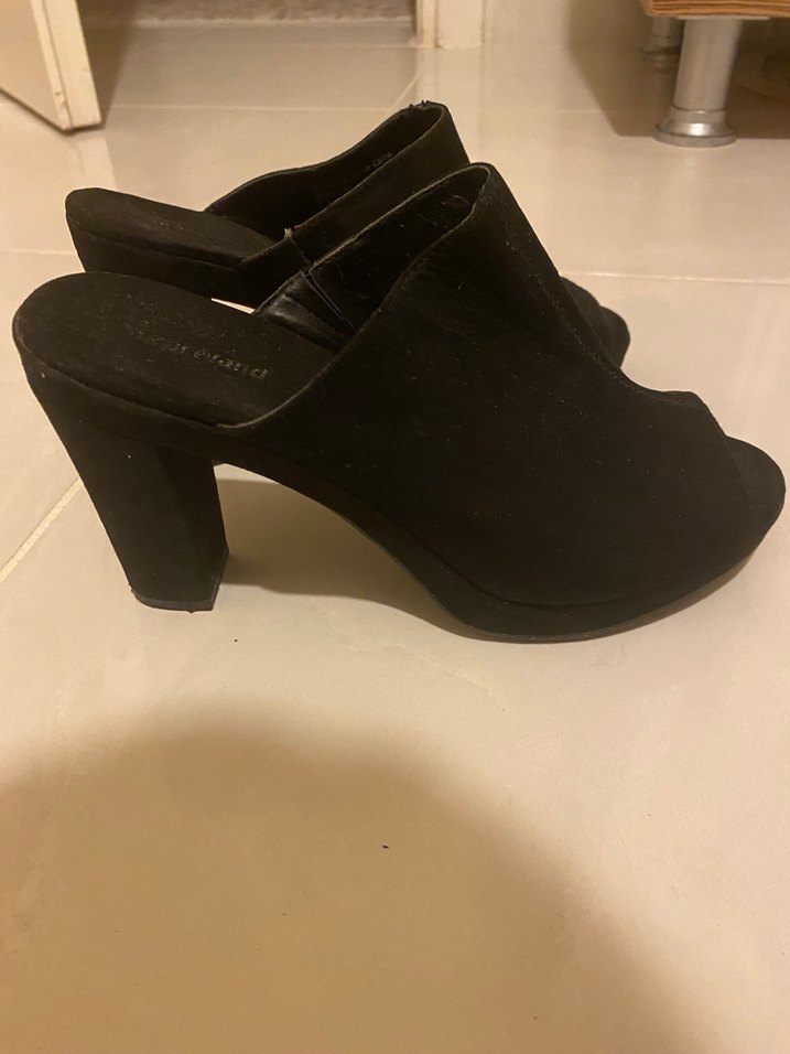 Kadın Siyah Platform Süet Topuklu Terlik - Görsel 3