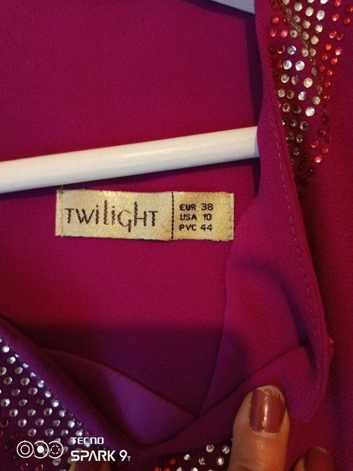 Mor V Yaka Kolsuz kısa Abiye Elbise - Görsel 4