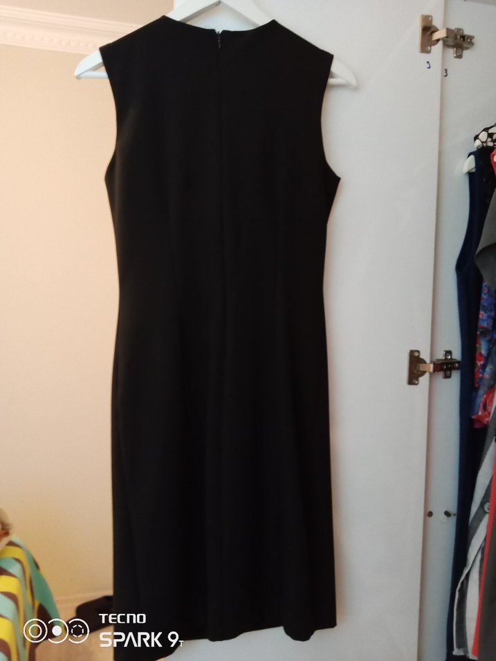 Siyah Midi V Yaka Kolsuz abiye Elbisesi - Görsel 3