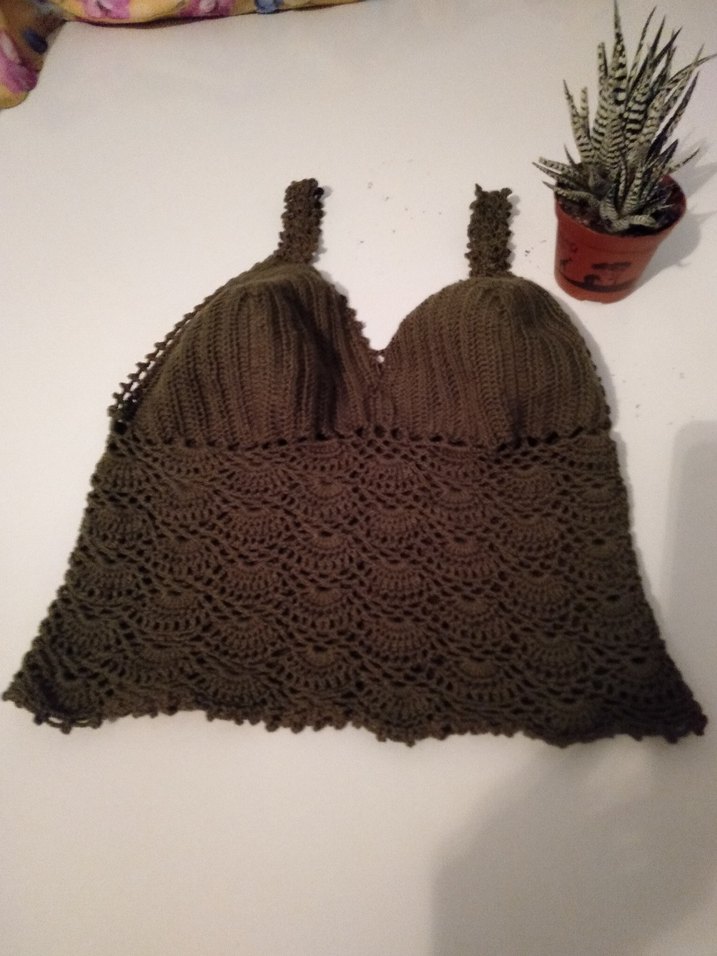 Bohem Straplez Örgü Mini Üst - Görsel 2