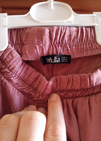 Diğer Pembe Keten Ruffled Midi Pantolon