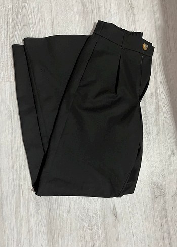 Addax Siyah Pilili Kadın Kumaş Pantolon