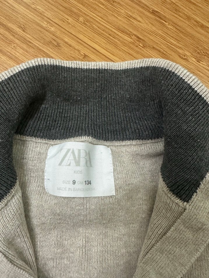 Bej Yarım Fermuarlı Yün Triko Kazak - Görsel 2