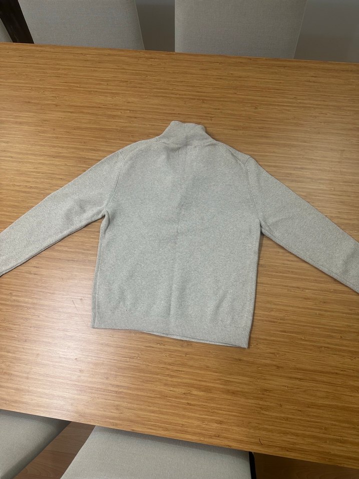 Bej Yarım Fermuarlı Yün Triko Kazak - Görsel 4