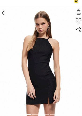 Siyah Askılı Mini Elbise