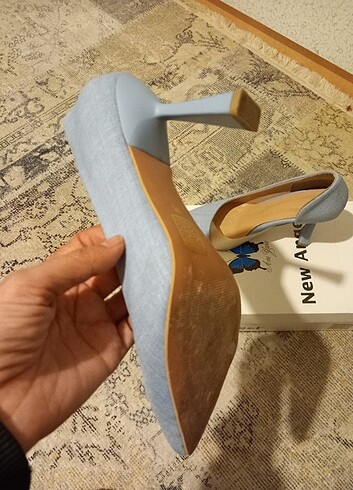 37 Beden mavi Renk 37 numara kot görünümlü stiletto