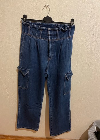 38 Beden Mavi Kargo Denim Pantolon