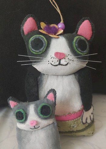 El Yapımı Kedi Figürlü Asılabilir Süs - Görsel 2