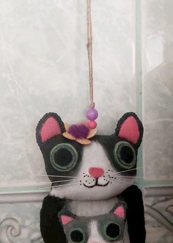 El Yapımı Kedi Figürlü Asılabilir Süs - Görsel 4