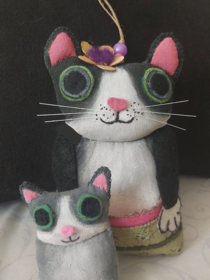 El Yapımı Kedi Figürlü Asılabilir Süs - Görsel 2