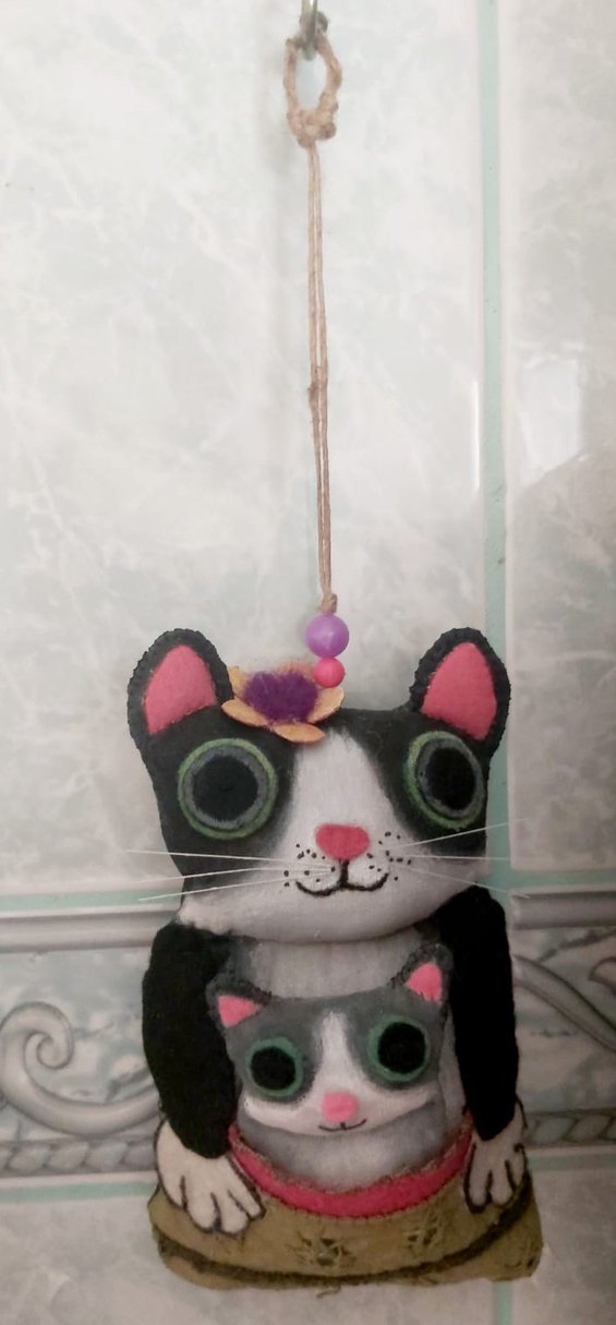 El Yapımı Kedi Figürlü Asılabilir Süs - Görsel 4