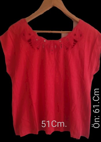 Dantel Detaylı Kırmızı Bluz - Görsel 3