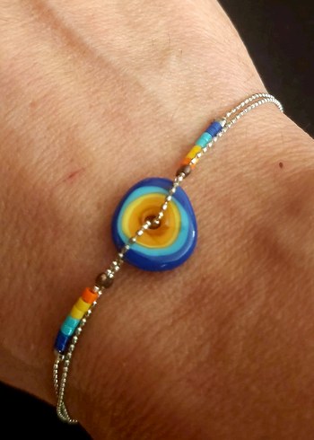 Cam Nazar ve Sarı Metal Bileklik - Görsel 2