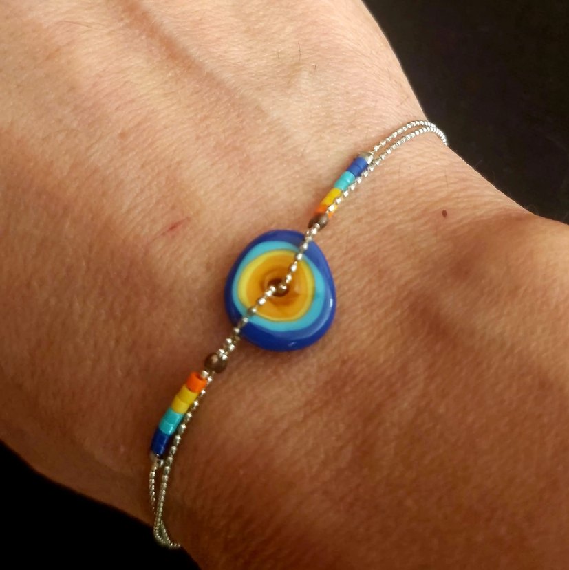 Cam Nazar ve Sarı Metal Bileklik - Görsel 2