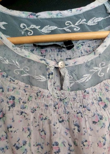 Xside Çiçek Desenli Dantelli Bluz - Görsel 3