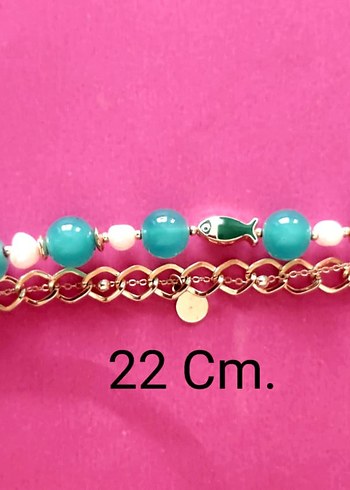 Turkuaz Boncuklu Zincir Detaylı Balık Bileklik - Görsel 4