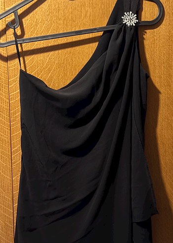 Tek Omuzlu Siyah Uzun Abiye Elbise - Görsel 5