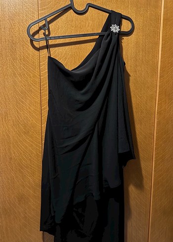 Tek Omuzlu Siyah Uzun Abiye Elbise - Görsel 2