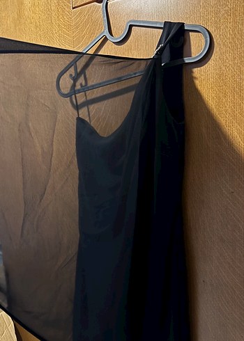 Tek Omuzlu Siyah Uzun Abiye Elbise - Görsel 6