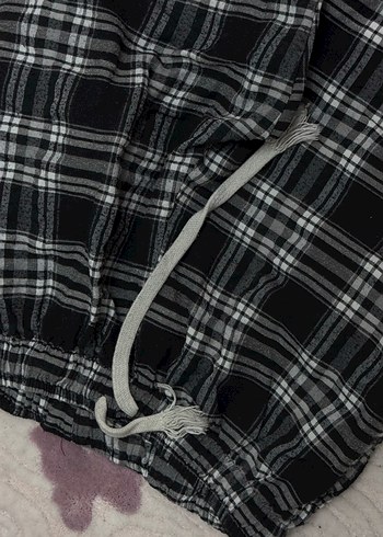 Kadın Siyah Beyaz Ekose Pamuk Pantolon - Görsel 3