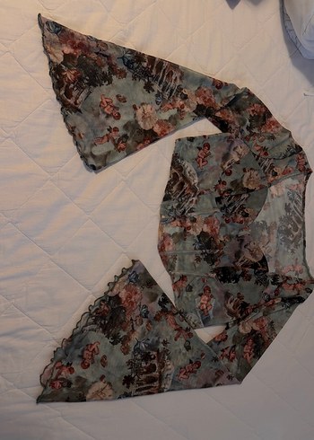 Sheinside Çiçek Desenli Bohem Dantel Kadın tişört