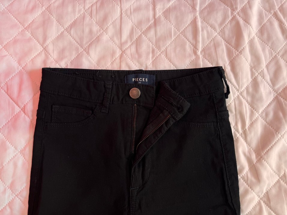 Fermuarlı Siyah Kadın Jean - Görsel 2