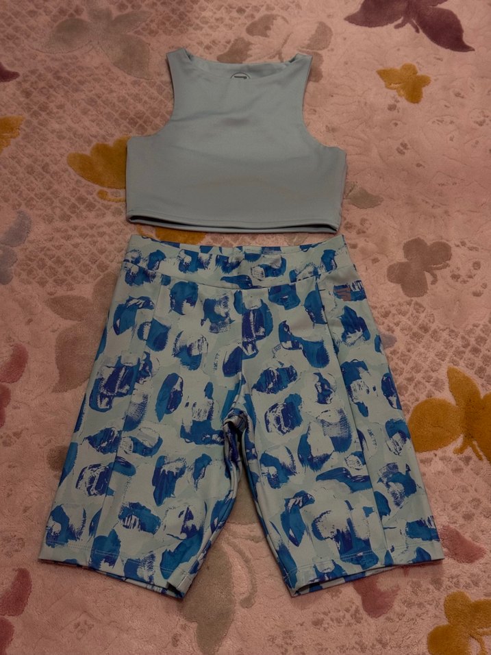 Mavi Mini Spor Takım, Straplez ve Baskılı - Görsel 2