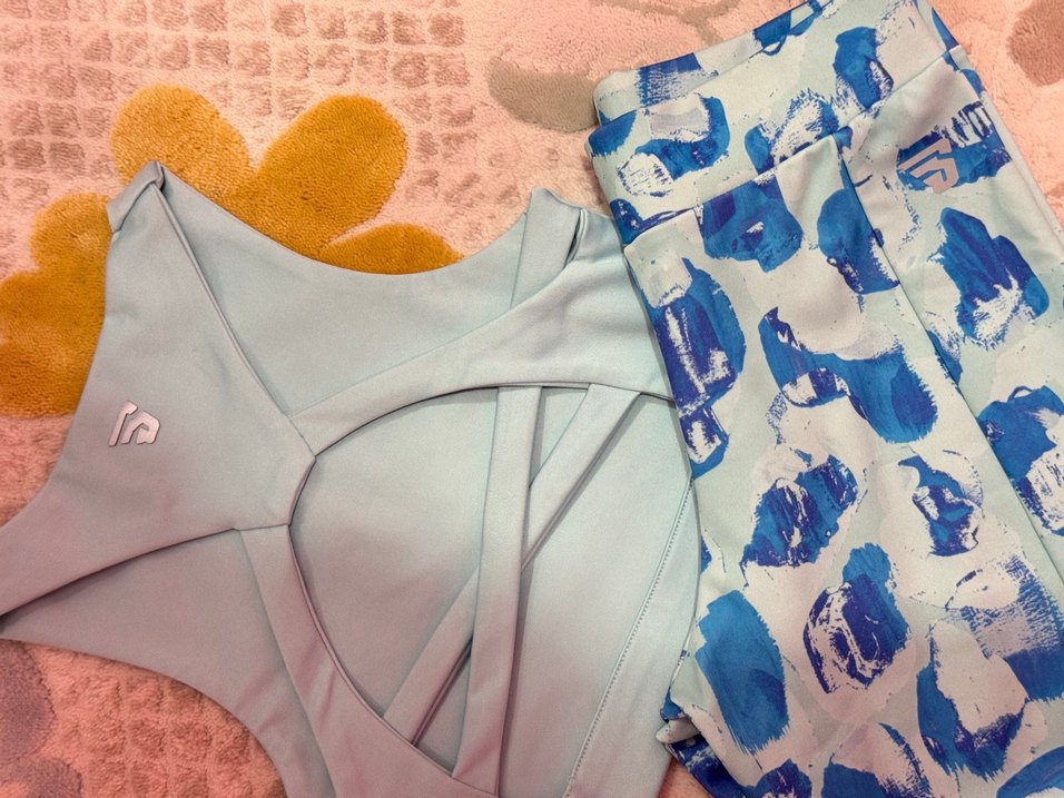 Mavi Mini Spor Takım, Straplez ve Baskılı - Görsel 3