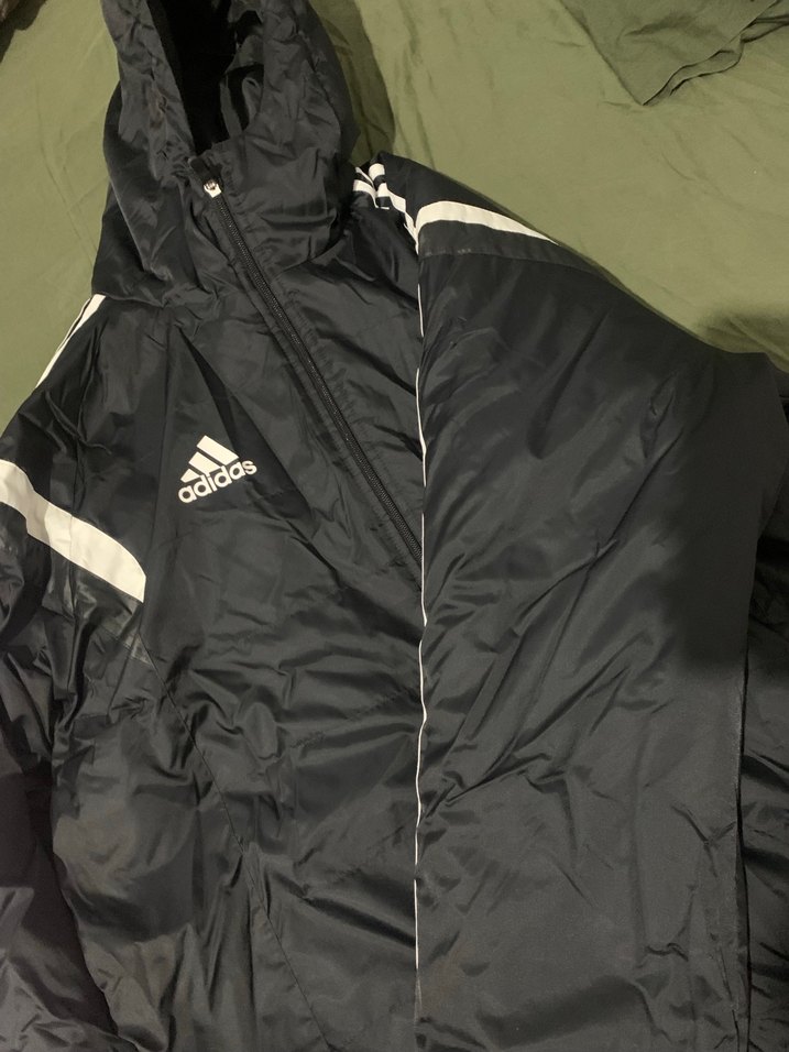 Erkek Orjinal Adidas Siyah Uzun Şişme Spor Mont - Görsel 5