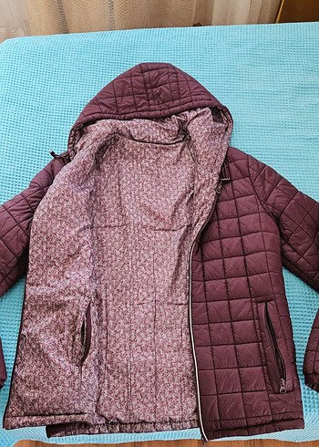 Bordo Kapüşonlu Çift taraflı Ünisex Mont