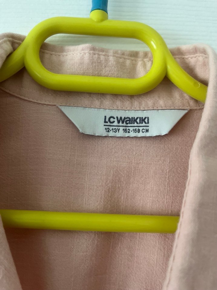 Düğmeli Pudra Keten Gömlek - Görsel 4