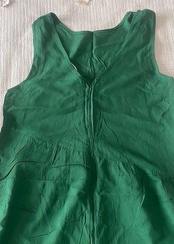 Yeşil Kolsuz Tulum V Yaka - Görsel 2