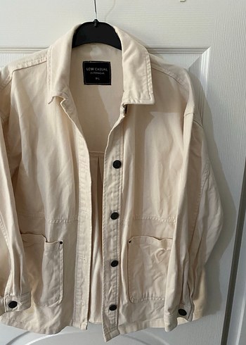 Bej Düğmeli Keten Midi Kadın Ceket - Görsel 4