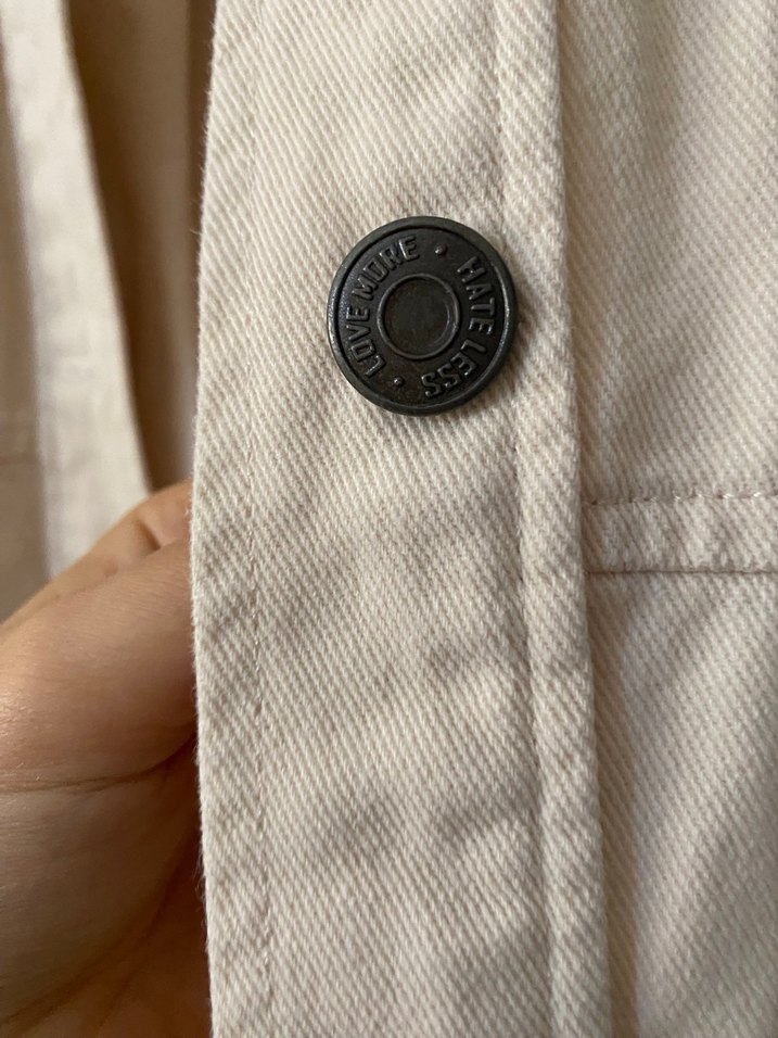 Bej Düğmeli Keten Midi Kadın Ceket - Görsel 5