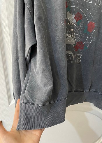 LC Waikiki Gri Baskılı Kadın Sweatshirt xl beden lcw marka