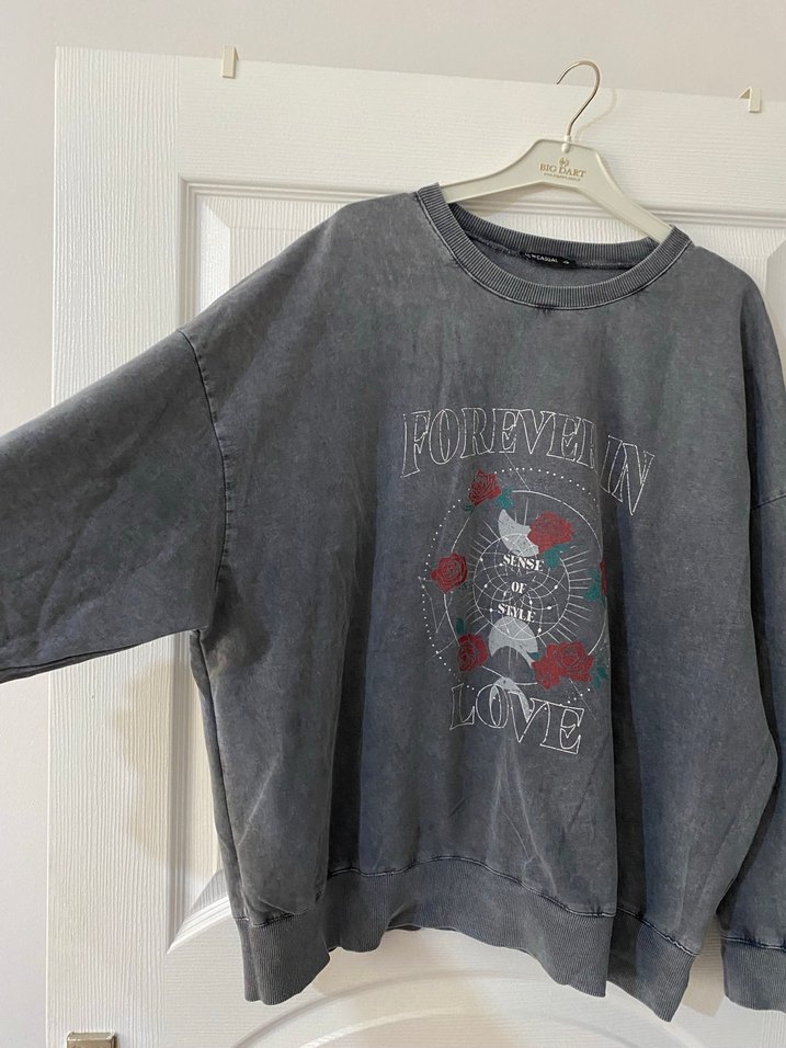 Gri Baskılı Kadın Sweatshirt xl beden lcw marka - Görsel 3