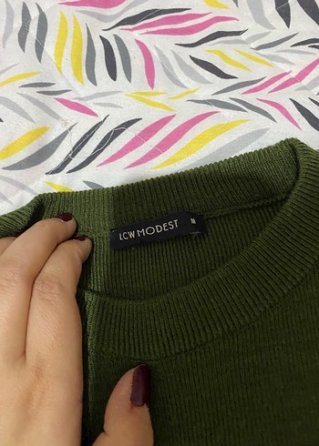 Kadın Haki Uzun Kemerli Triko Kazak - Görsel 2