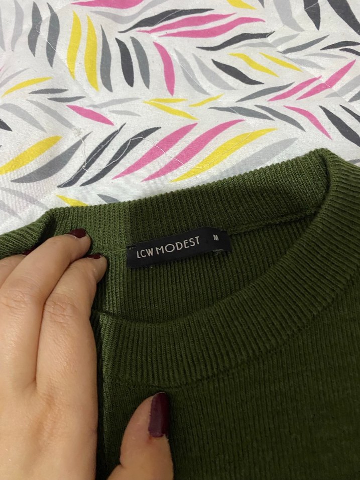 Kadın Haki Uzun Kemerli Triko Kazak - Görsel 2