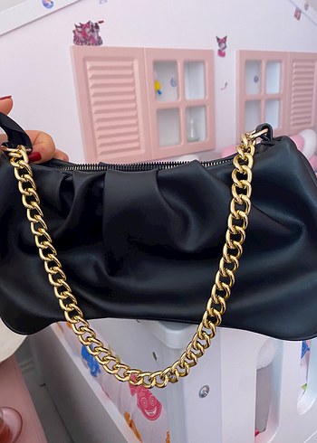 Zincir Detaylı Siyah Deri Kadın Çanta yenidir - Görsel 8