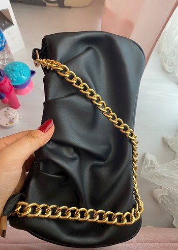 Zincir Detaylı Siyah Deri Kadın Çanta yenidir - Görsel 9