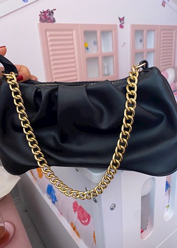 Zincir Detaylı Siyah Deri Kadın Çanta yenidir - Görsel 6