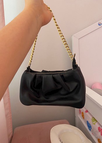 Zincir Detaylı Siyah Deri Kadın Çanta yenidir - Görsel 2