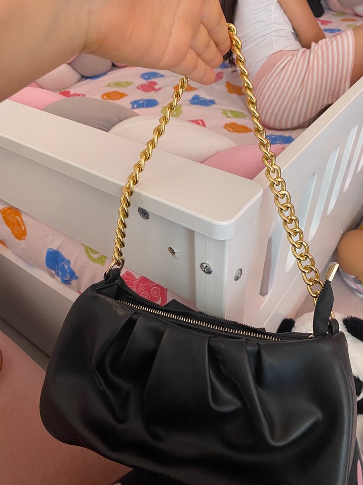 Zincir Detaylı Siyah Deri Kadın Çanta yenidir - Görsel 3