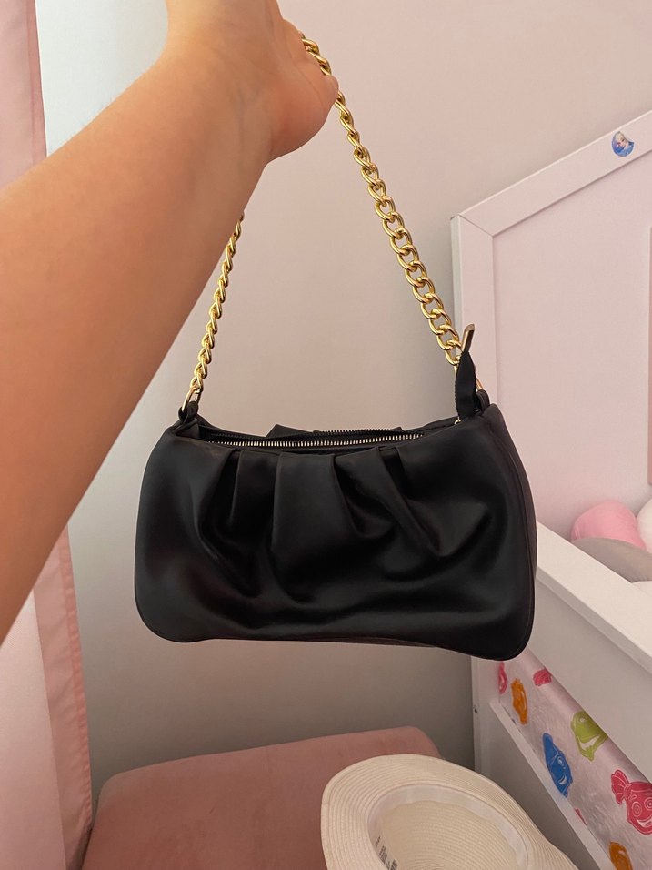 Zincir Detaylı Siyah Deri Kadın Çanta yenidir - Görsel 2