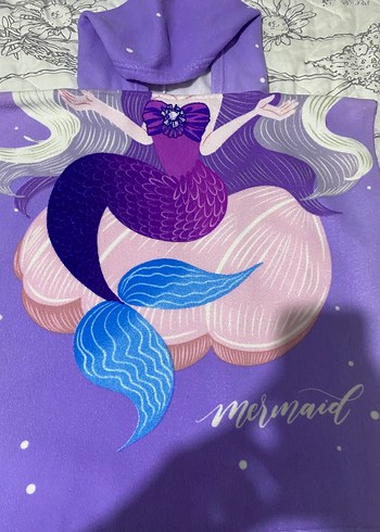 Mor Baskılı Kız Çocuk Panço - Görsel 4