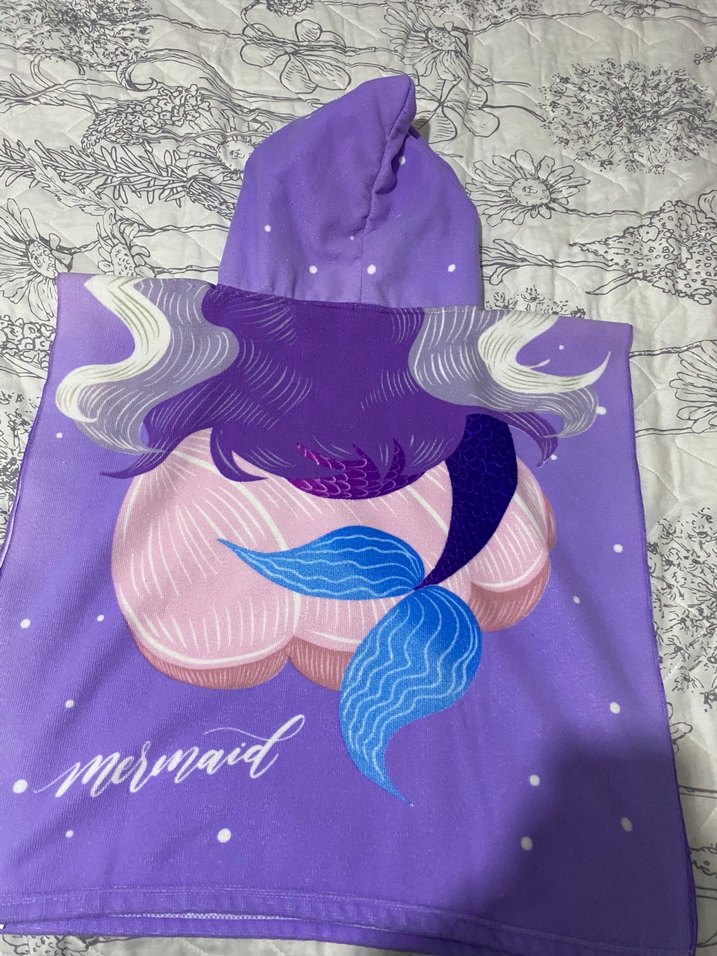 Mor Baskılı Kız Çocuk Panço - Görsel 5